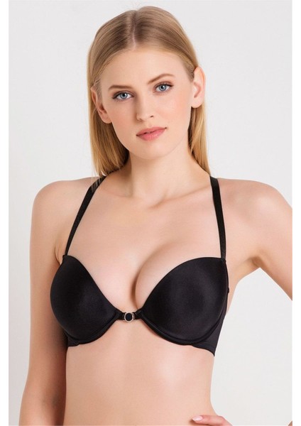 8026 Kadın Siyah Önden Klipsli Sırtı Şeritli Çıkarılabilir Destekli Sütyen fiyatları