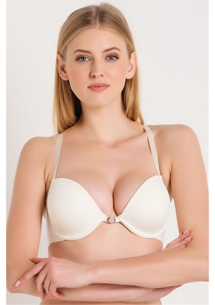 8026 Kadın Ekru Önden Klipsli Sırtı Şeritli Çıkarılabilir Destekli Sütyen fiyatları