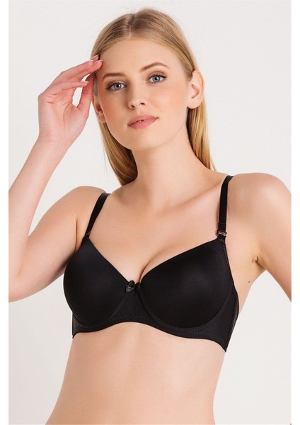 3045 Kadın Siyah Ince Süngerli Düz Kumaşlı Dikişsiz Sütyen fiyatları