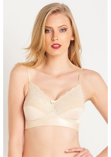 1764 Kadın Ten Dantelli Balensiz Toparlayıcı Sütyen