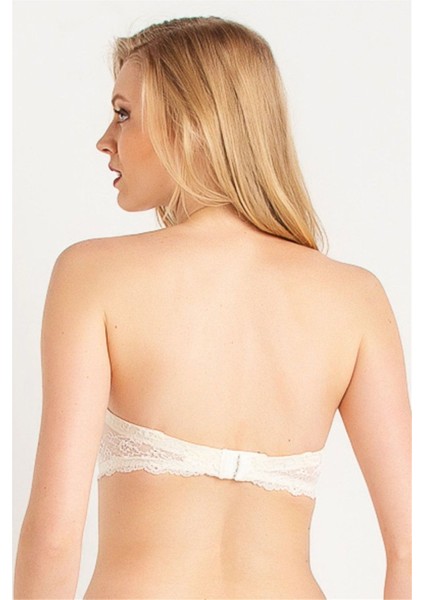 2060 Kadın Ekru Dantelli Su Dolgulu Straplez Sütyen fiyatları