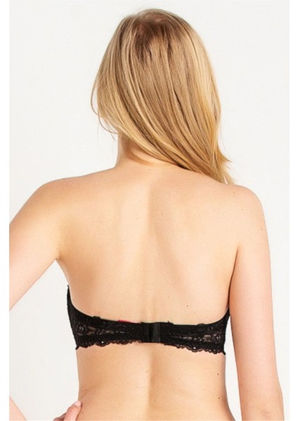 2060 Kadın Siyah Dantelli Su Dolgulu Straplez Sütyen fiyatları
