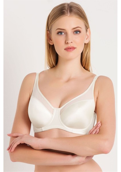 1783 Kadın Ekru Düz Kumaşlı Büyük Beden Toparlayıcı Içi Boş Sütyen