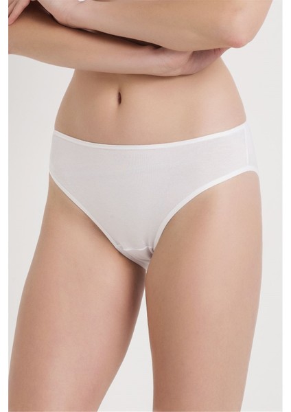 621 Kadın Beyaz Geniş Kenarlı Penye Kumaşlı Normal Külot