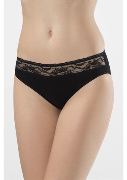 Kadın Siyah 2'li Likralı Dantelli Bikini Külot 262