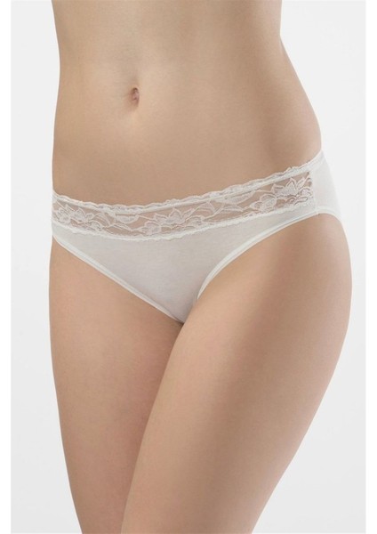 Kadın Ekru 2'li Likralı Dantelli Bikini Külot 262