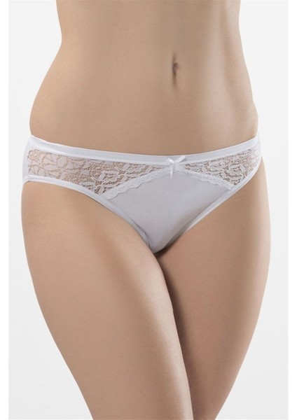 Kadın Beyaz 2'li Likralı Dantelli Bikini Külot 261