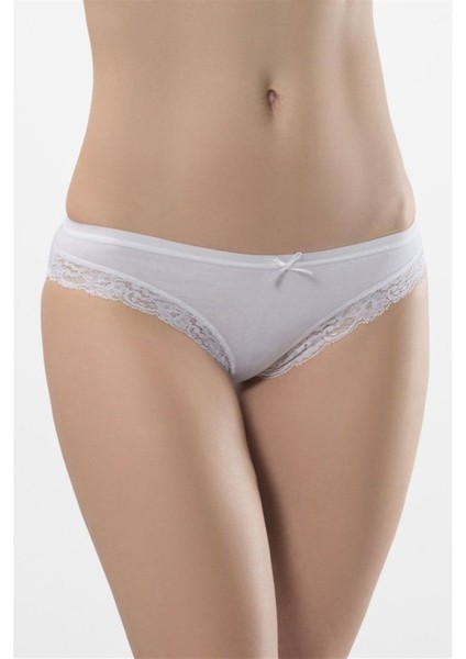 Kadın Beyaz 2'li Likralı Fistolu Bikini Külot 238