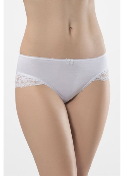 Kadın Beyaz 2'li Likralı Dantelli Bikini Külot 959