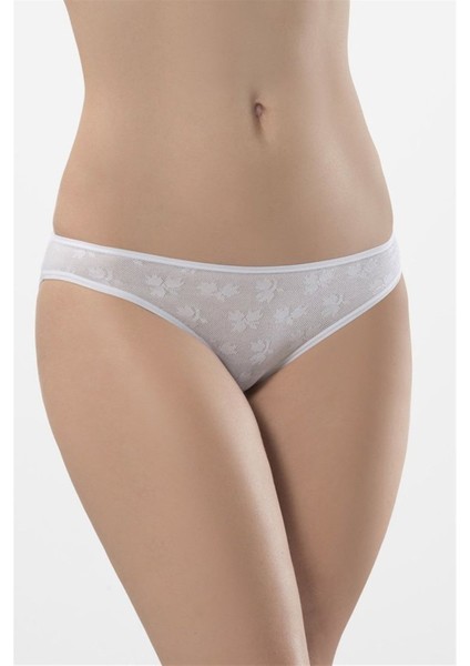 Kadın Beyaz 2'li Jakarlı Bikini Külot 256