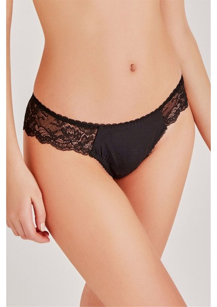 189 Kadın Siyah Dantel Brazil Külot