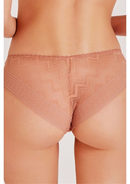 548 Kadın Kiremit Zigzag Dantelli Normal Külot
