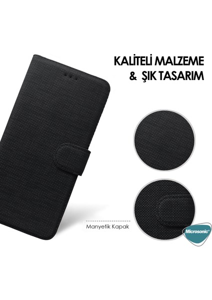 Oneplus 7t Kılıf Fabric Book Wallet Siyah