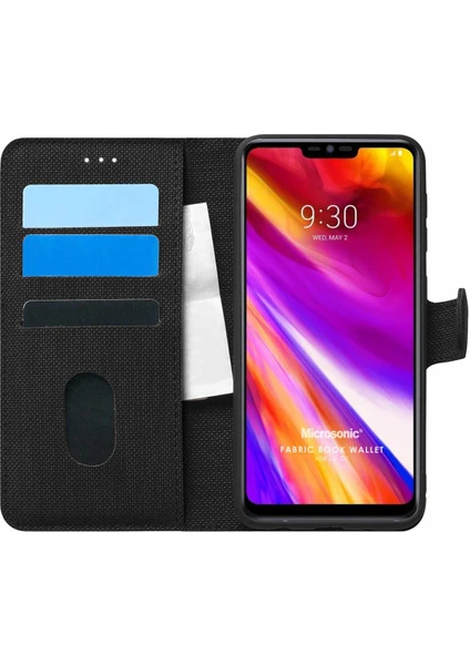 Lg G7 Thinq Kılıf Fabric Book Wallet Siyah