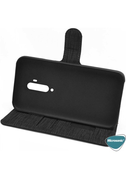 Oneplus 7t Pro Kılıf Fabric Book Wallet Siyah modelleri