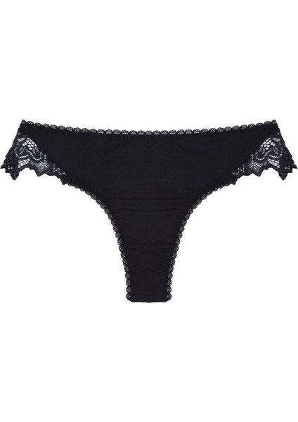 762 Kadın Siyah Önü Kumaş Arkası Dantel Brazil Külot