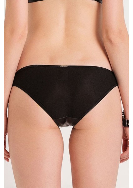 259 Kadın Siyah Deri Kumaşlı Iki Ip Kenarlı Normal Külot fiyatları