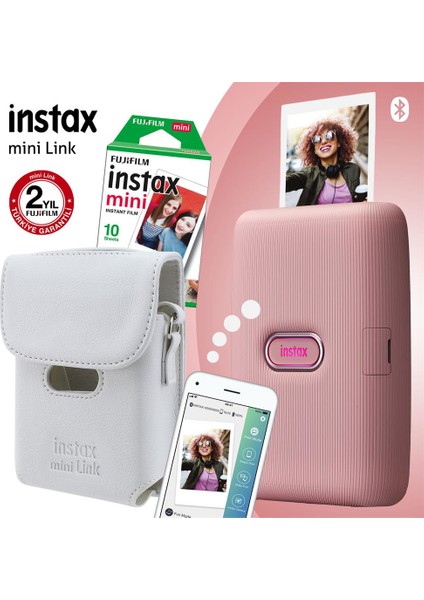 Instax Mini Link Pembe Akıllı Yazıcı ve Çantalı Set 3