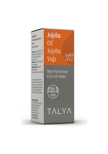 Jojoba Yağı, Soğuk Sıkım, %100 Saf ve Doğal, 20 ml