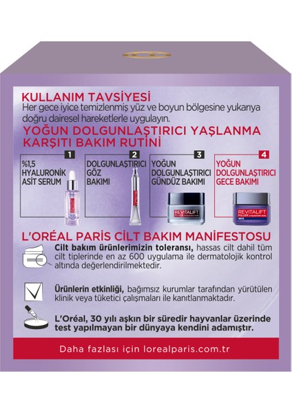 L'Oréal Paris Revitalift Filler Yoğun Dolgunlaştırıcı Yaşlanma Karşıtı Gece Kremi 50Ml - Hyaluronik Asit