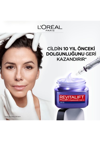 L'Oréal Paris Revitalift Filler Yoğun Dolgunlaştırıcı Yaşlanma Karşıtı Gece Kremi 50Ml - Hyaluronik Asit