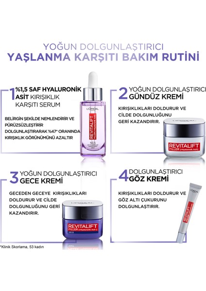 L'Oréal Paris Revitalift Filler Yoğun Dolgunlaştırıcı Yaşlanma Karşıtı Gece Kremi 50Ml - Hyaluronik Asit