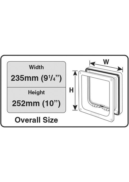 Pet Mate Büyük Kedi ve Küçük Köpek Kapısı L 4 Yollu Kapı 181 x 196 mm Beyaz