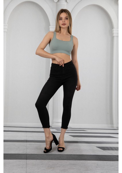 Füme Kadın Skinny Yüksek Bel Bilek Boy Dar Paça Likralı Pantolon fiyatları