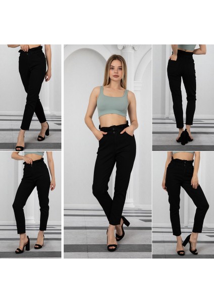 Füme Kadın Skinny Yüksek Bel Bilek Boy Dar Paça Likralı Pantolon fırsatları