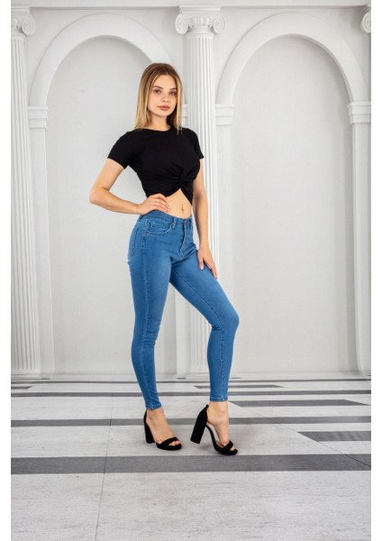 Mavi Kadın Skinny Yüksek Bel Bilek Boy Dar Paça Likralı Pantolon fırsatları
