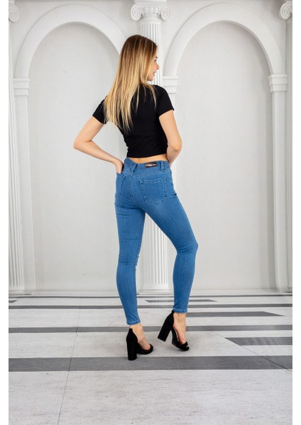 Mavi Kadın Skinny Yüksek Bel Bilek Boy Dar Paça Likralı Pantolon indirimleri