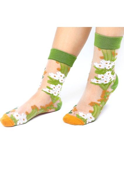 Japon Kore Tarzı Şeffaf Transparan Kadın Çorap Flowers modelleri