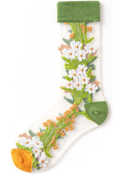Japon Kore Tarzı Şeffaf Transparan Kadın Çorap Flowers indirimleri