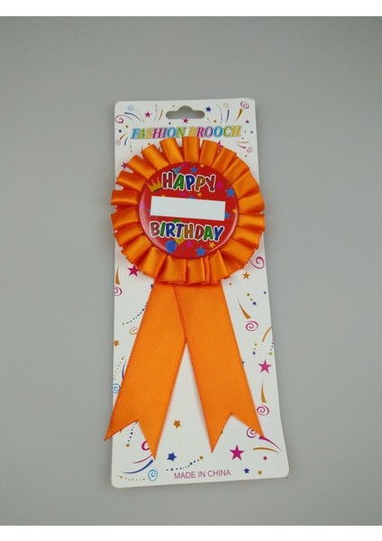 Rozet Happy Birthday Turuncu