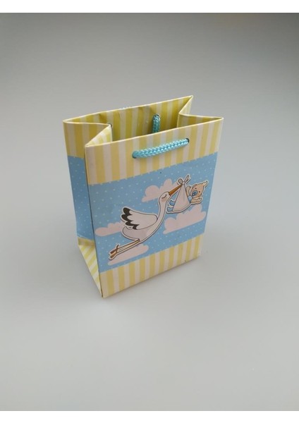 Karton Çanta Leylekli Mavi 8cm x 11CM