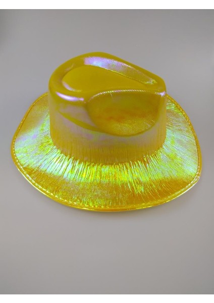 Kovboy Şapkası Hologramlı Sarı