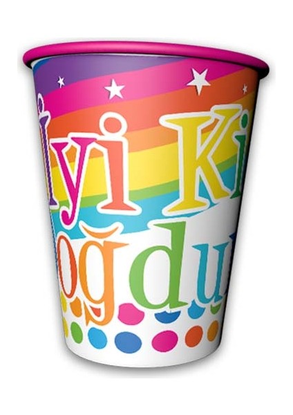 Bardak Gökkuşağı Iyiki Doğdun 8'li