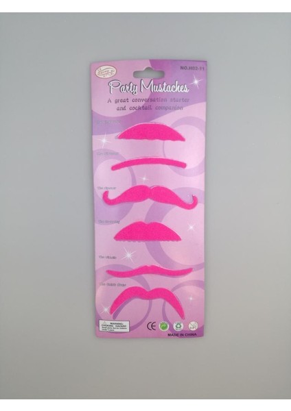 Bıyık Yapışkanlı Pembe 6'lı