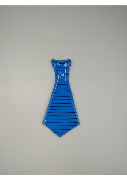 Plastik Kravat Mavi Siyah Çizgili
