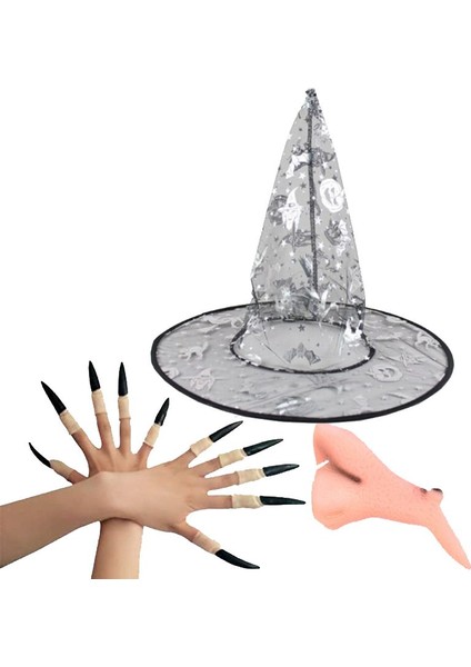 Ürkünçler Çift Taraflı Cadı Şapkası Tırnak Burun Set