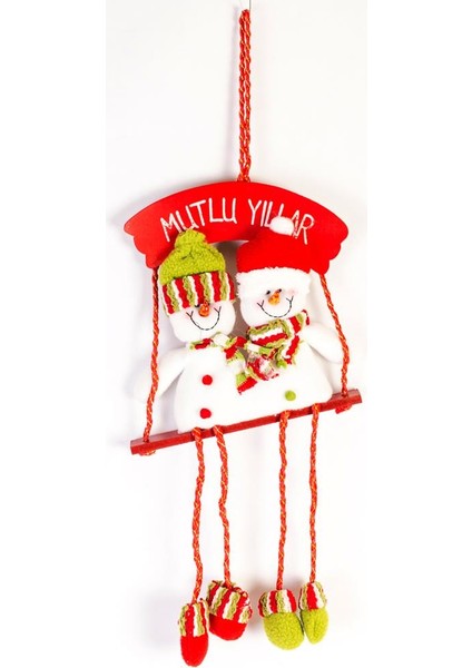 Yılbaşı Kapı Süs Mutlu Yıllar 2'li Kardan Adam