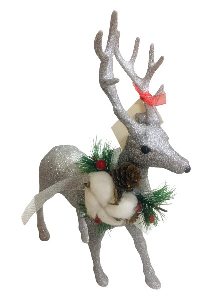 Yılbaşı Gümüş Simli Geyik 30 cm