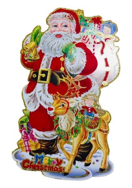 Yılbaşı Simli Poster Noel Baba Modeli 52CM x 31CM