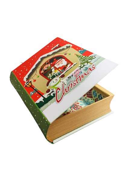 Yılbaşı Kutu Kitab Modeli Kırmızı Noel Baba 25CM x 19CM x 6cm