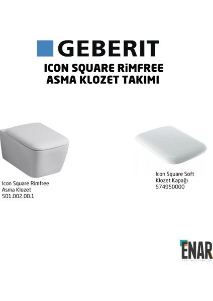 Icon Square Rimfree Soft Klozet Takımı