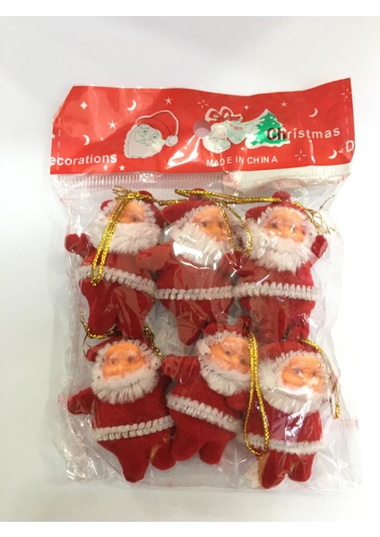 Anadolu Yılbaşı Ağaç Süsü 6 Lı Kırmızı Noel Baba