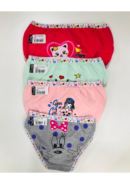 Kız Çocuk Külot Renkli Desenli 6'lı Paket