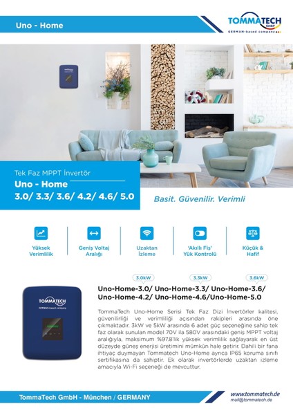 Uno Home 5.0 Tek Faz Dizi Invertör