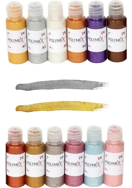 Epoksi Reçine Metalik Renkler Simli Pigment 12 x 35 ml