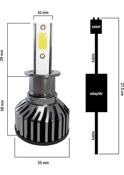 F2 LED Xenon Zenon Far Ampulü 6000 Lümen 6500K Şimşek Etkili Oto LED Far Gerçek Beyaz